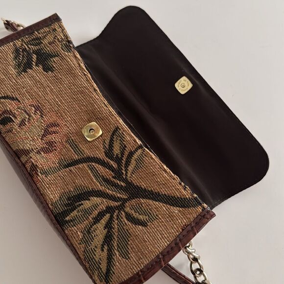 Liz Claiborne Brown Croc-Embossed Shoulder Bag with Chain Detail EUC - Picture 6 of 7